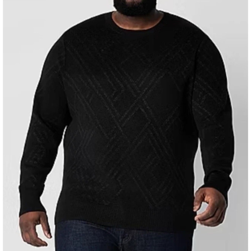 Shaquille O'Neal XLG Lurex Men's Big & Tall Pullover Sweater Size 4XLT Black $80